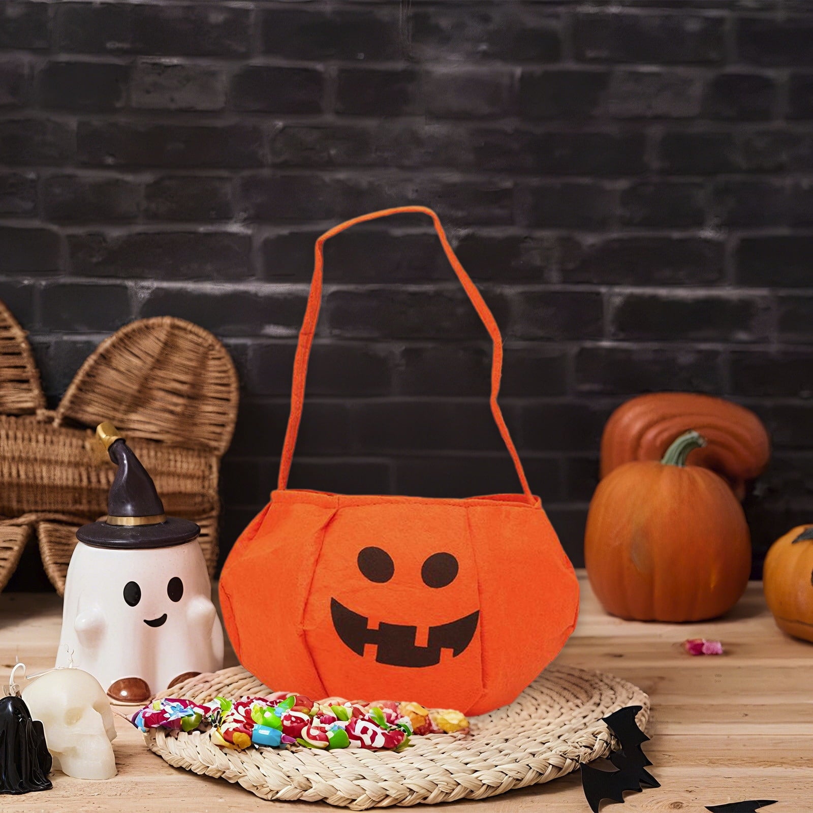 Gold Halloween Mini Cauldron Candy Holder Set, Witch Decor Tiered Tray Tabletop Decoration 8pcs