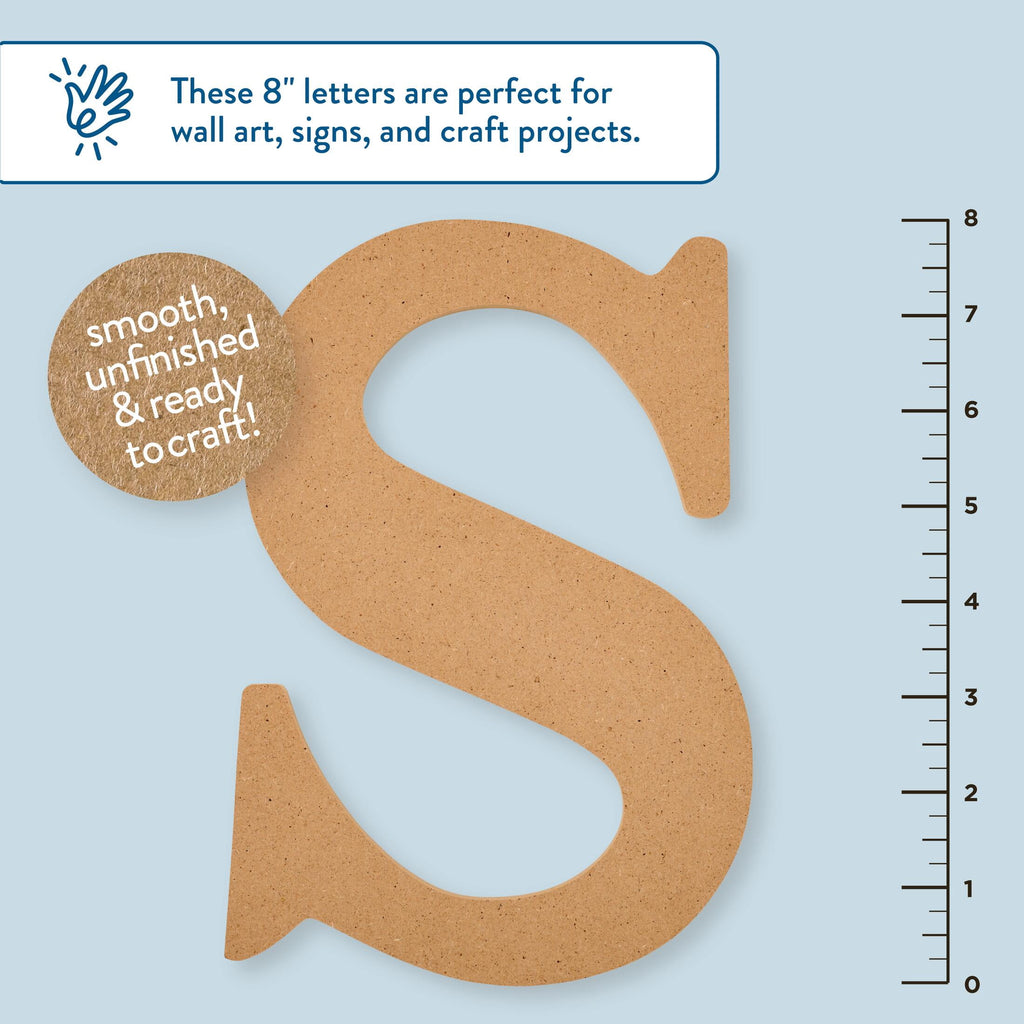 Hello Hobby Surfaces Unfinished Wood MDF Letter A, 8 in