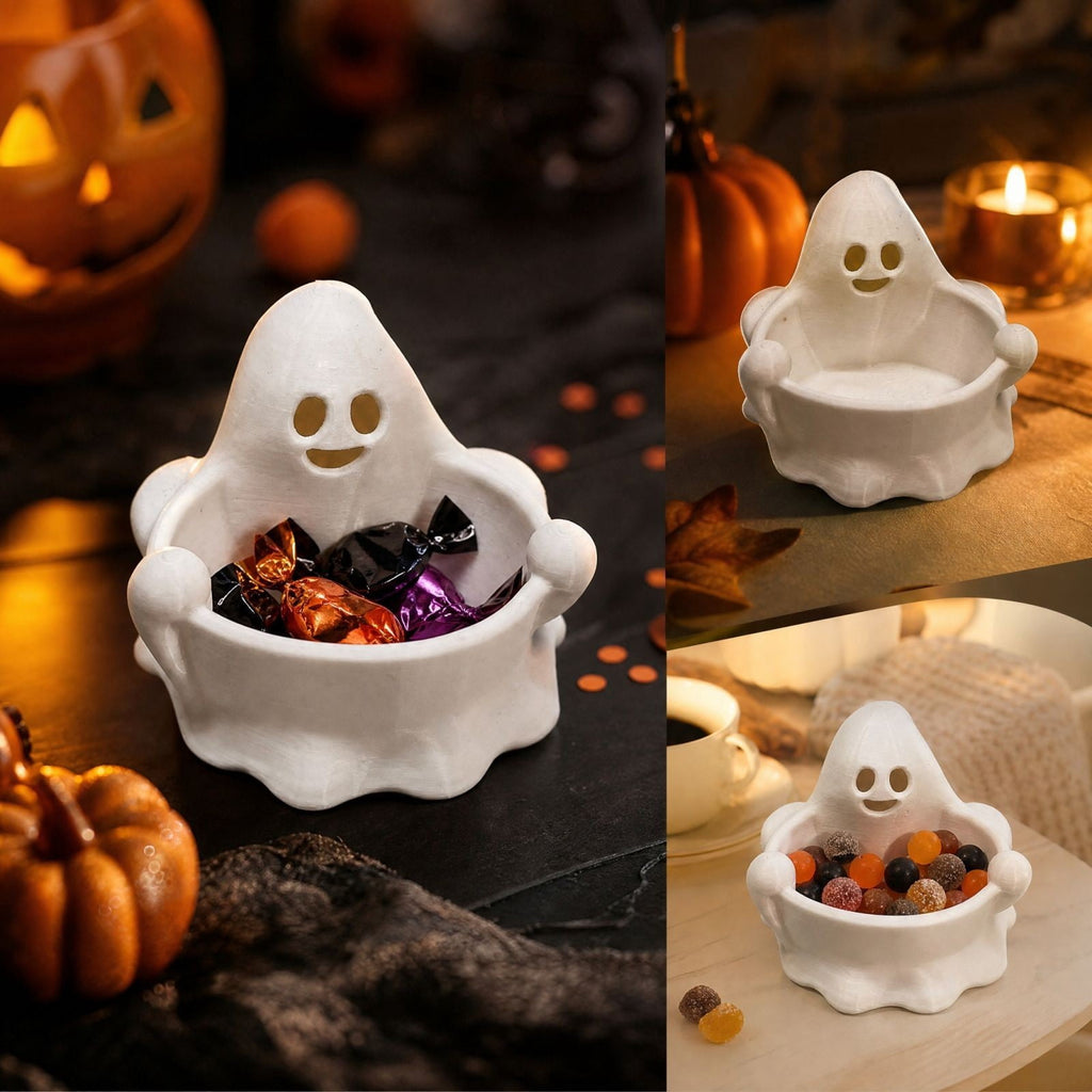 Diceymbol Halloween Pumpkin Snack Bowl Stand Collapsible Broomstick Candy Tray for Cupcakes & Desserts, Resin Serving Platter with Ceramic Pumpkin Bowls