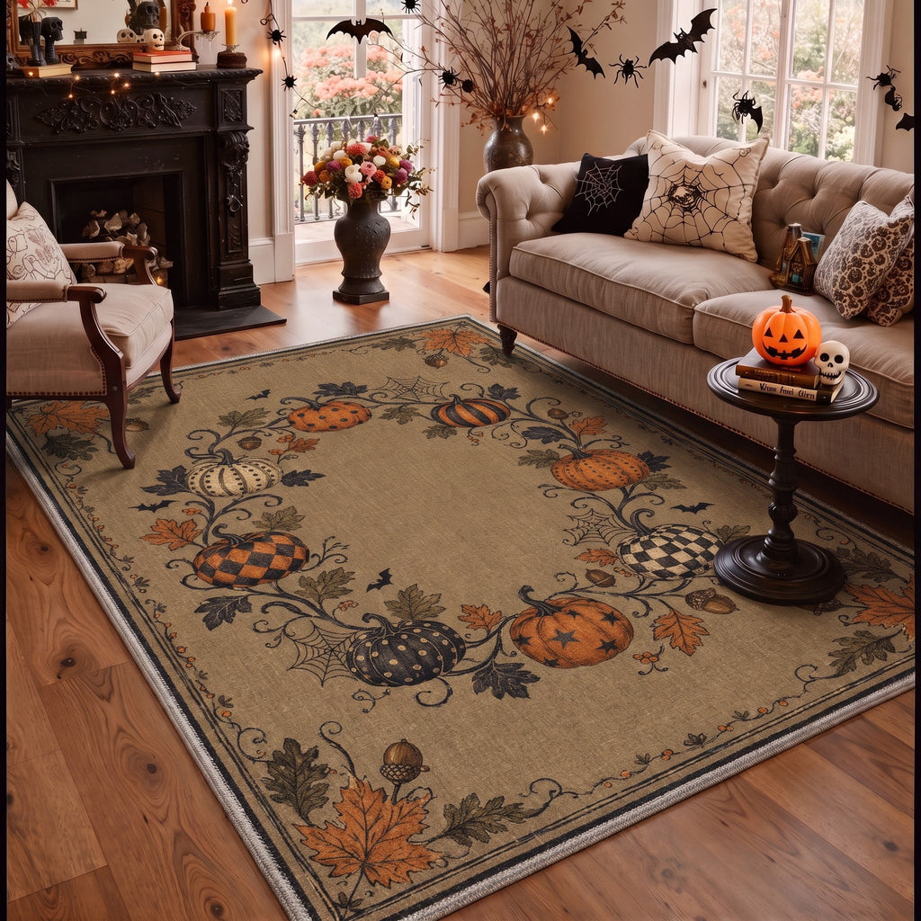 GENIMO 2'x7' Halloween Runner Rug, Washable Non Slip Soft Vintage Witch Indoor Outdoor Hallway Runner for Porch Patio Kitchen Entryway, Vintage Black