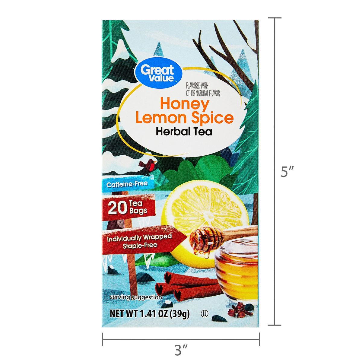 Great Value Honey Lemon Spice Herbal Tea Bags, 1.41 oz, 20 Count