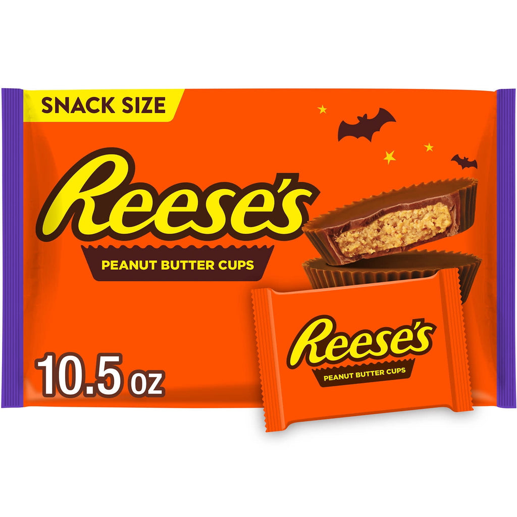 (3 pack) Reese's Milk Chocolate Snack Size Peanut Butter Cups, Halloween Candy Bag, 10.5 oz