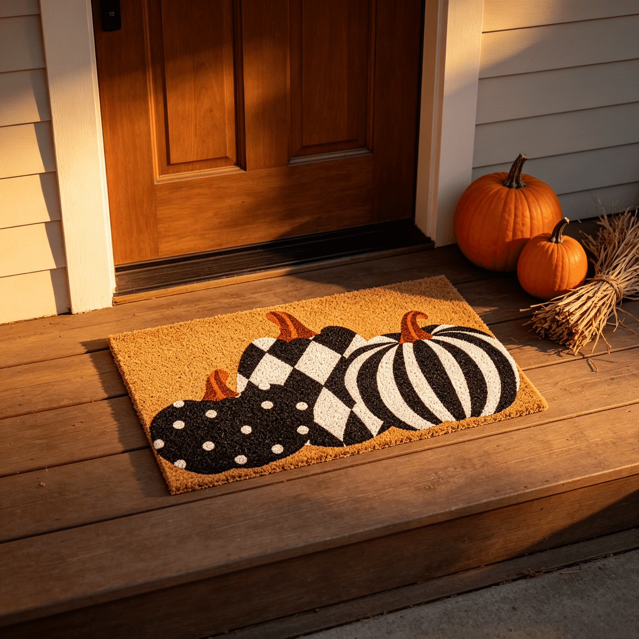 Halloween Pumpkin Welcome Door Mat, Funny Durable Non Slip Decorative Rugs for Bathroom Bedroom Kitchen Front Door
