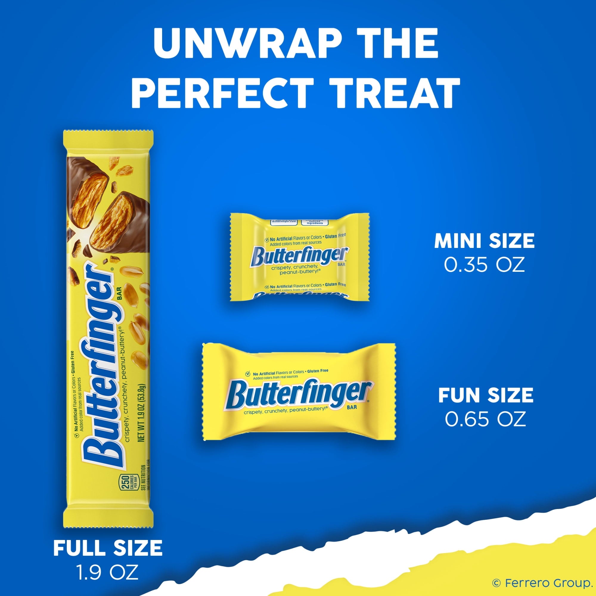Butterfinger Fun Size Halloween Candy Bars, Chocolate-y Peanut-Buttery, Halloween Candy Bulk Individually Wrapped, Ghost Bag, 10.2 oz