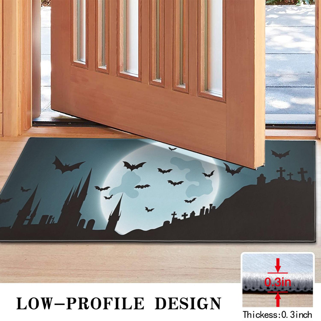 Happy Halloween Door Mat Decorations Spider Bat Doormat Plain the Indoor Door Mat/Outdoor Crystal Velvet 30x17 Inches