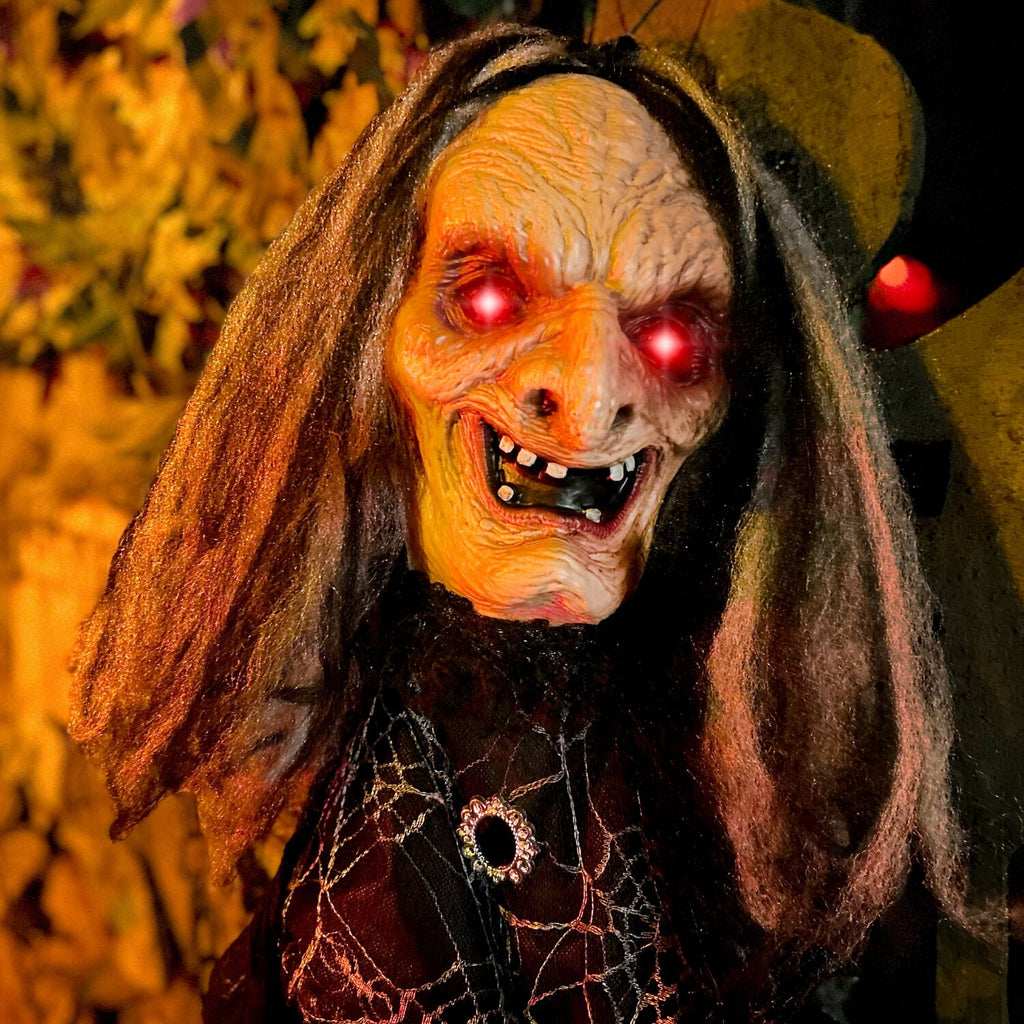 Haunted Hill Farm 5.75 ft Animatronic Witch Indoor/Covered Outdoor Halloween Decoration, HHWITCH-20FLSA