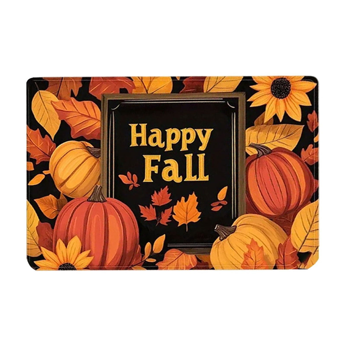 syligr Halloween Thanksgiving Doormat with Maple Leaf & Pumpkin Patterns - Non-Slip Floor Mat for Entryway, Kitchen, Porch, Fall Harvest Decor Rug with Anti-Fatigue Backing, Gift for Thanksgiving