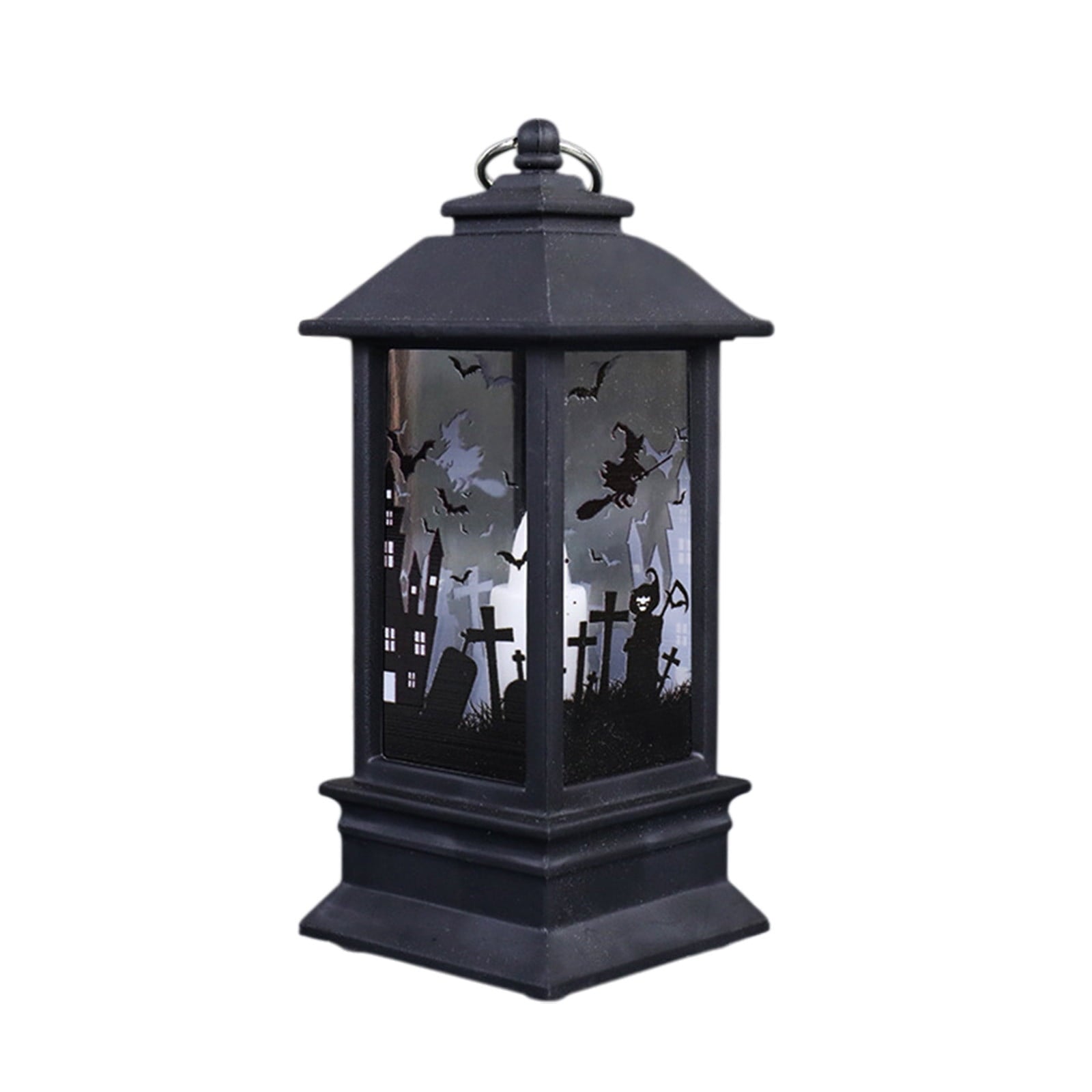 Black Halloween Mini LED Lantern Table Centerpiece 5.1 Inch for Indoor Decor, 2 Inch, 5 cm