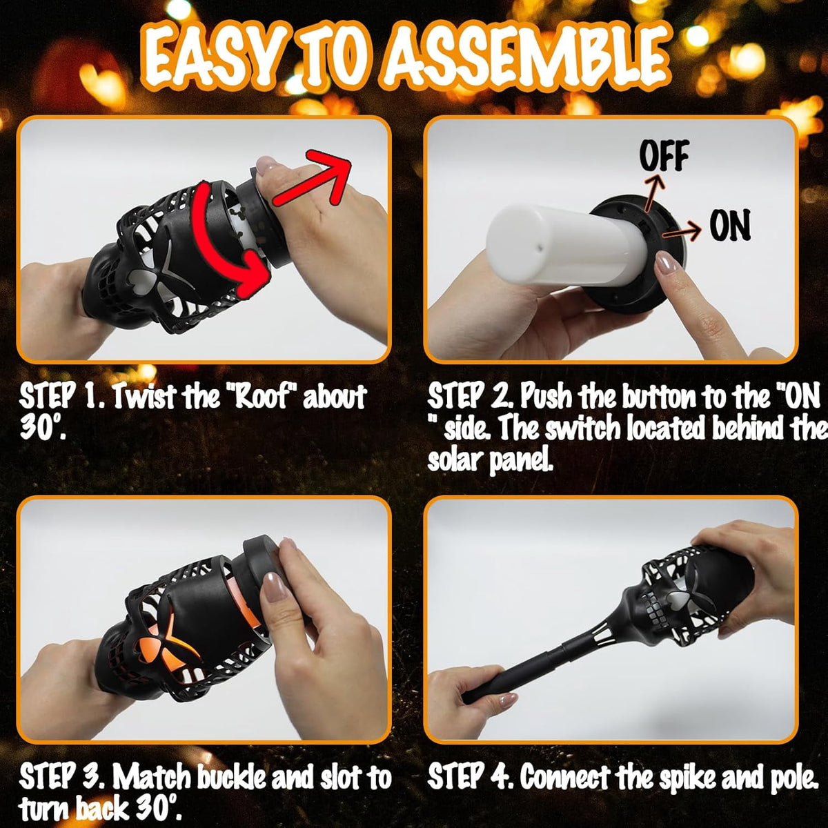 12PCS-Halloween Solar Lights Outdoor Pathway Lights, LED Waterproof Skull Stake Lights for Yard Garden Path Walkway Driveway Patio Lawn Halloween Décor (Purple)