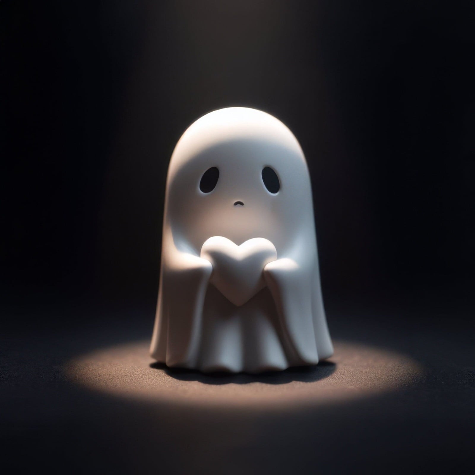 Qxpztk Halloween Cute Ghost Figurine, Spooky Resin Ghost Statue, Mini Ghost Decor for Halloween Decorations, Porch and Indoor Spooky Home Decor Ghost with a Red Heart - B