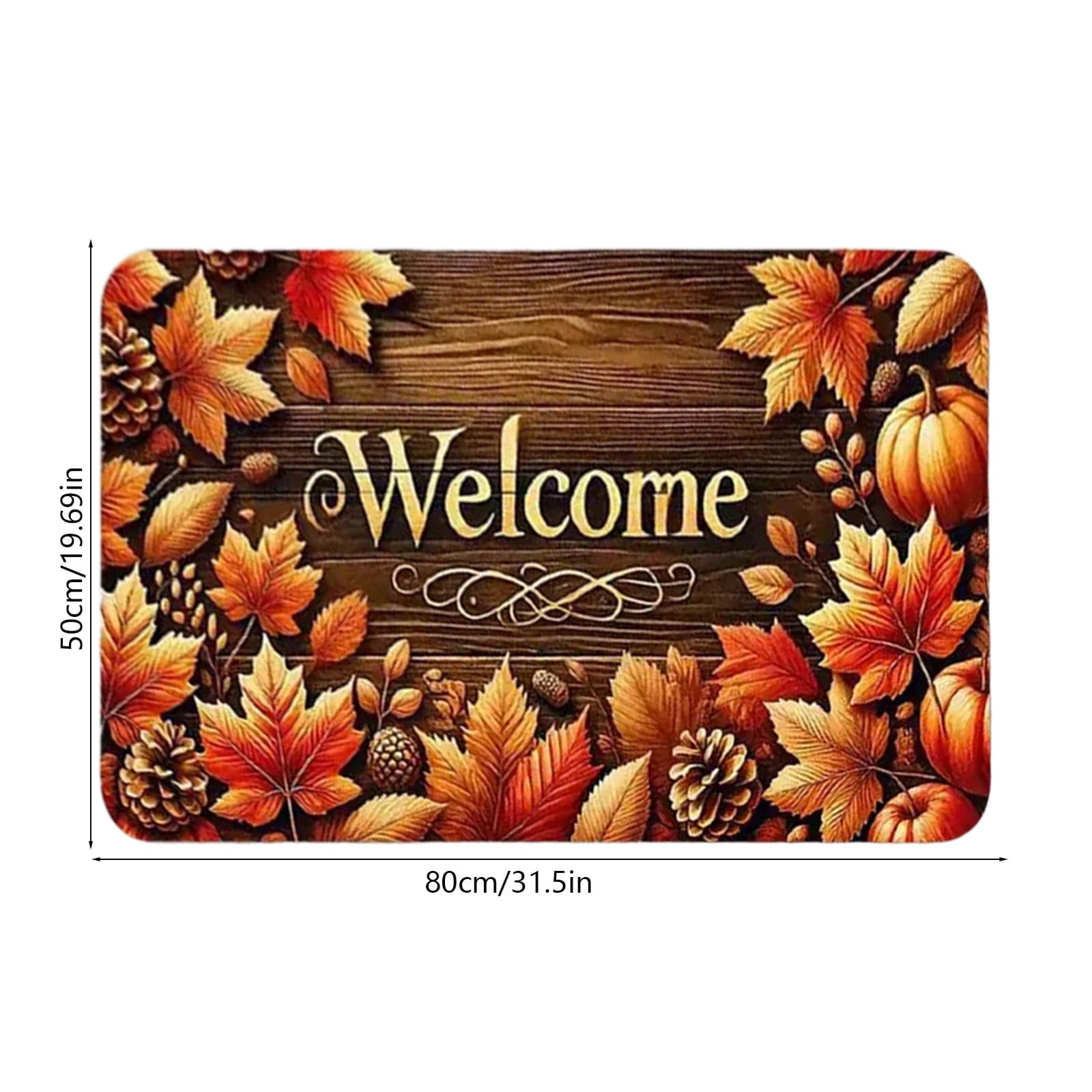 JoyMoreHome Fall Welcome Mat, 20x32 Inch Maple Leaves Door Mats, Decorative Indoor Outdoor Non Slip Entryway Rug, Halloween Thanksgiving Doormat Decor