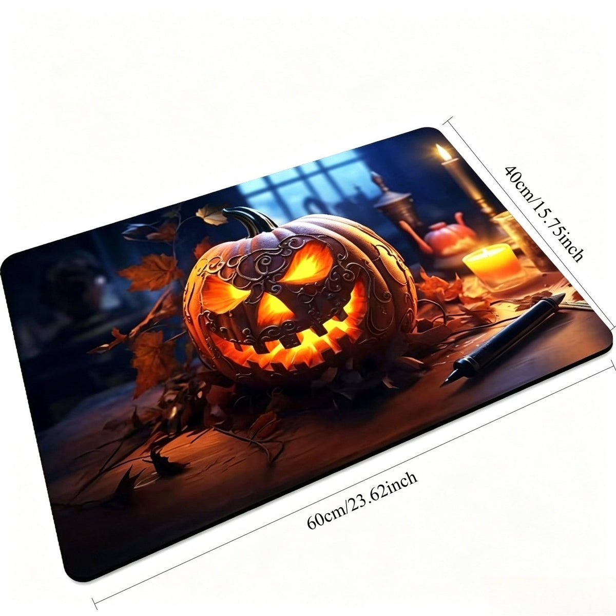 Halloween Themed Doormat Entryway Rug, Spooky Pumpkin Front Door Mat for Trick or Treaters, Non Slip Washable Mat for Indoor and Outdoor, Festive Halloween Floor Decoration for Home