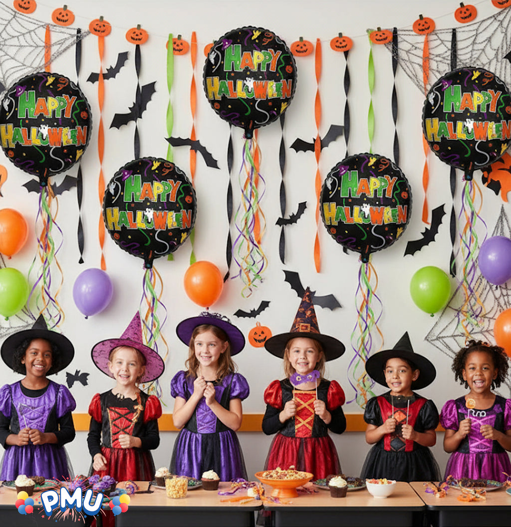 PMU Halloween Party Decoration "Happy Halloween" Jack Faces Aglow 18 Inch Mylar-Foil Balloon (1pkg) Pkg/1