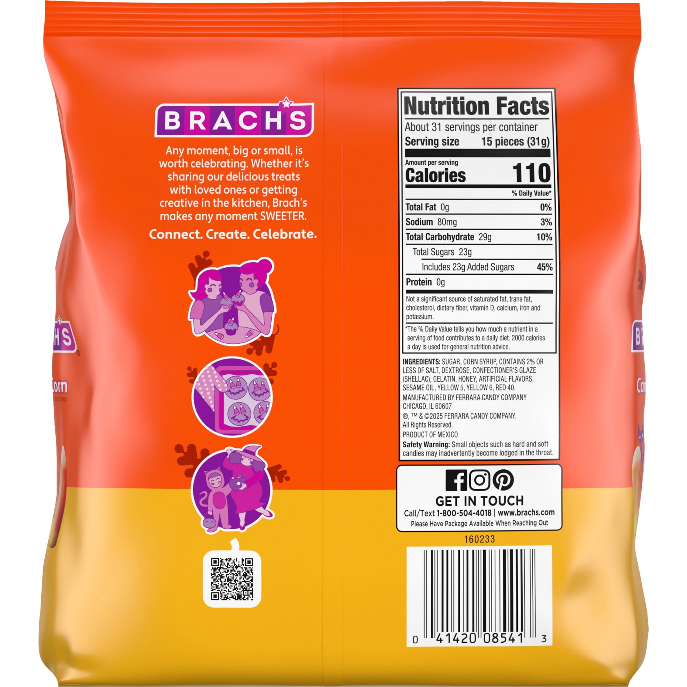 Brach's Classic Candy Corn, Halloween Candy, Classic Fall Treats, 34 Ounce Bag