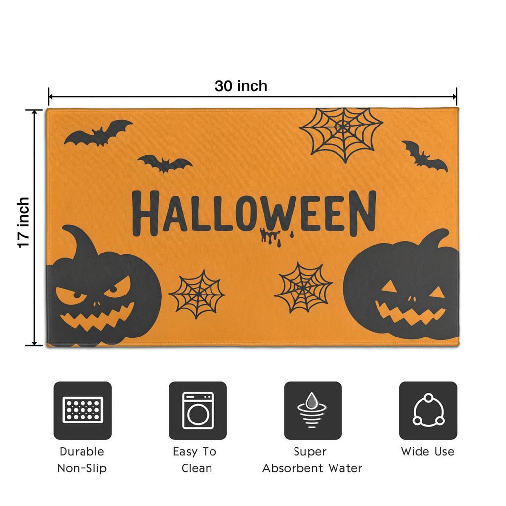 Happy Halloween Door Mat Decorations Spider Bat Doormat Plain the Indoor Door Mat/Outdoor Crystal Velvet 30x17 Inches