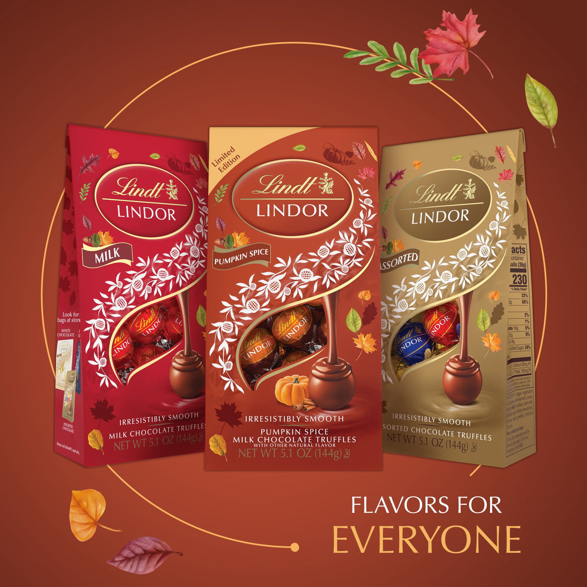 Lindt LINDOR Fall Pumpkin Spice Milk Chocolate Candy Truffles, 5.1 oz. Bag