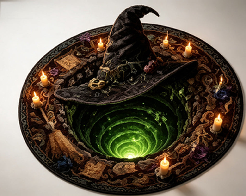 3D Halloween Round Rug, Illusion Halloween Round Mat, Funny Rug with Non-Slip Soft Visual Effect Door Mat for Living Room Indoor Decor