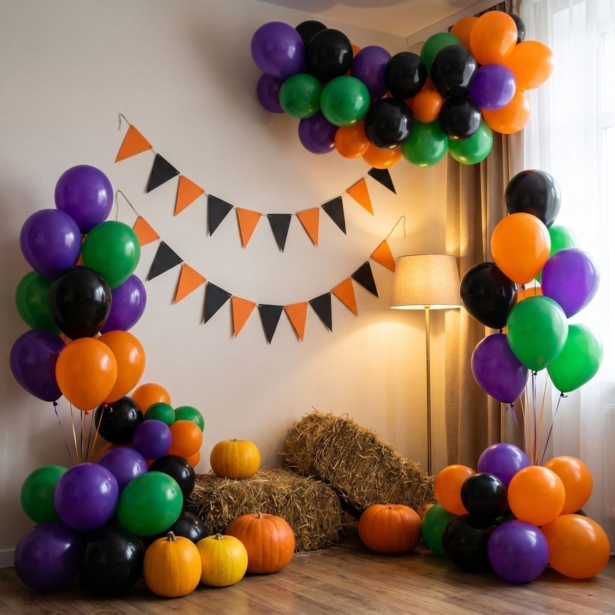 Halloween Balloons, Random Assorted Color Spooky Print, 100 Count Latex Decorations, for Halloween Party Indoor Outdoor Home Haunted House Trick or Treat Event Themed Celebration Decor Use
