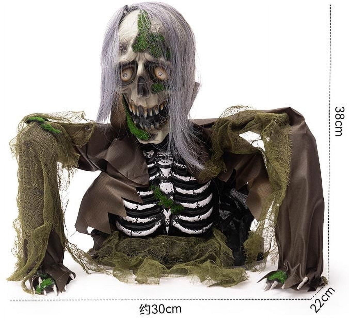 Summercome Halloween Outdoor Decoration Zombie Groundbreaker, Animatronics Zombie Props Halloween Outside Decor, Animated Groundbreaker with Sound & Glowing Eyes for Lawn Yard Haunted House Decor