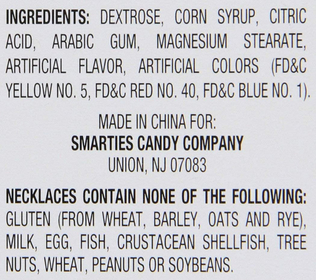 Smarties Candy Necklace - Bulk Candy Individually Wrapped - Gluten Free & Vegan, Fruit Flavored, Hard Candy on Stretch String - Perfect Party Favors, Birthdays & Halloween Hard Candy Box - 24 Count