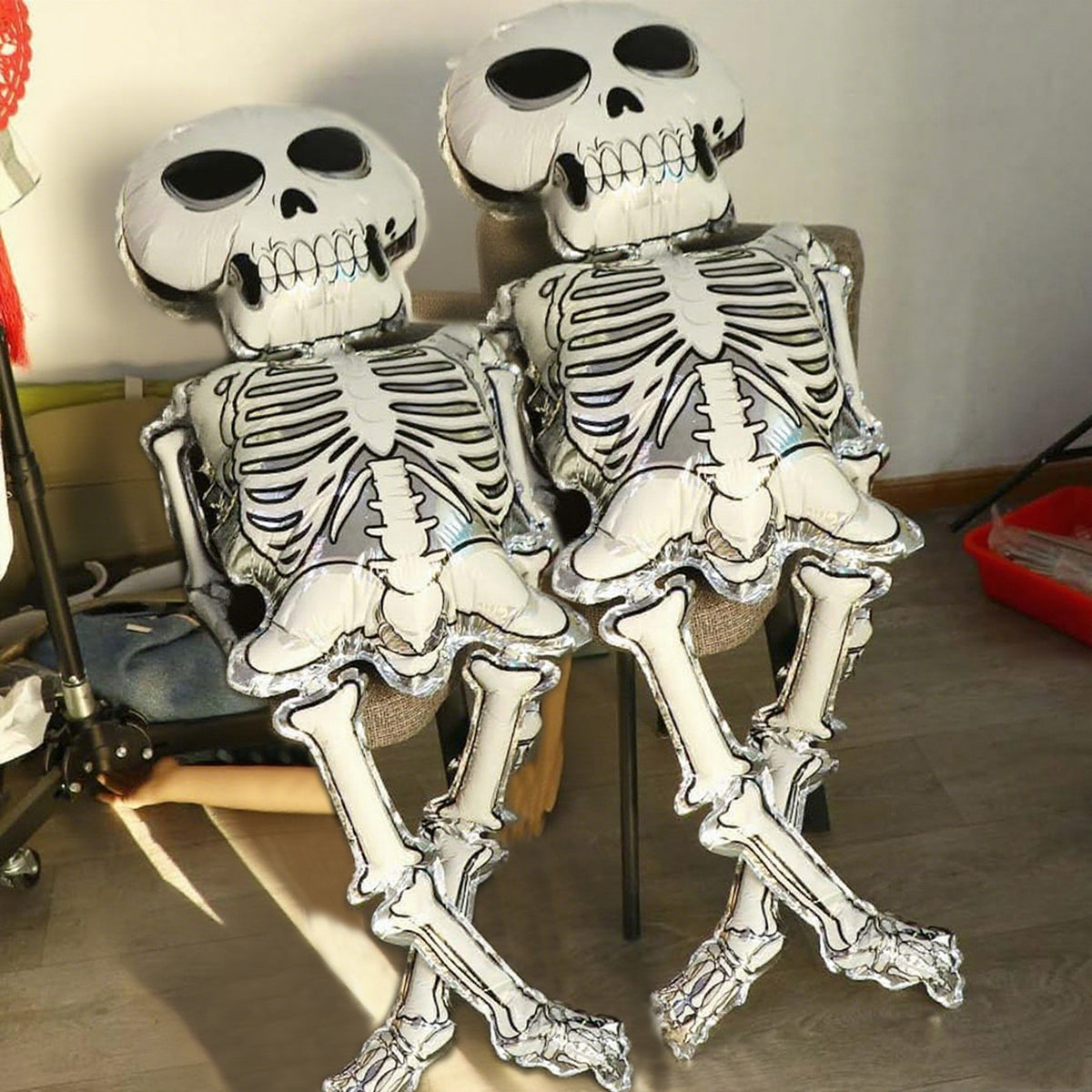 Pack of 2 Halloween Balloons, IC ICLOVER 61.8” Jumbo Skull Foil Balloons Skeleton Themed Party Decoration