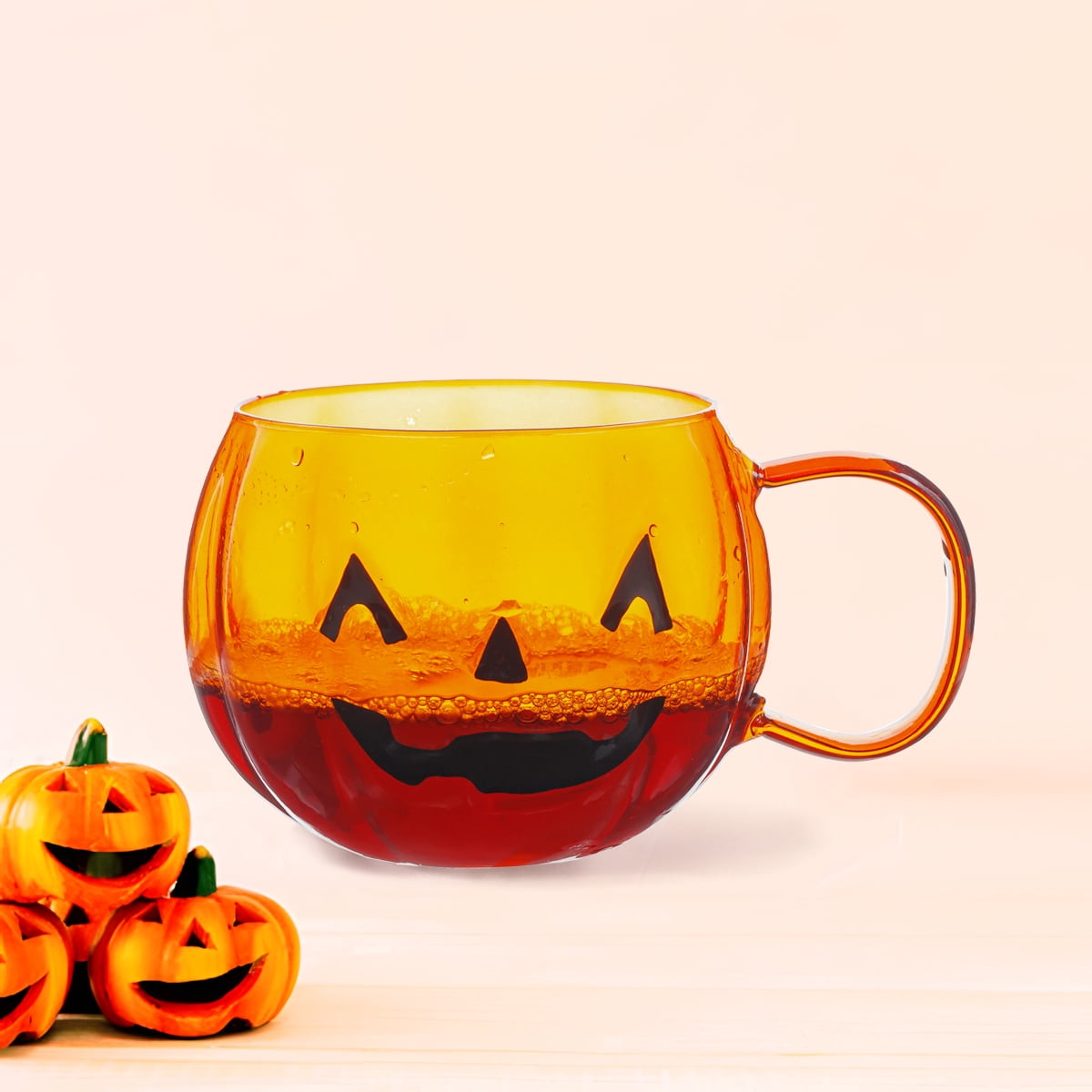 Way To Celebrate 21 oz Glass Pumpkin Mug with Jack-o-Lantern Face