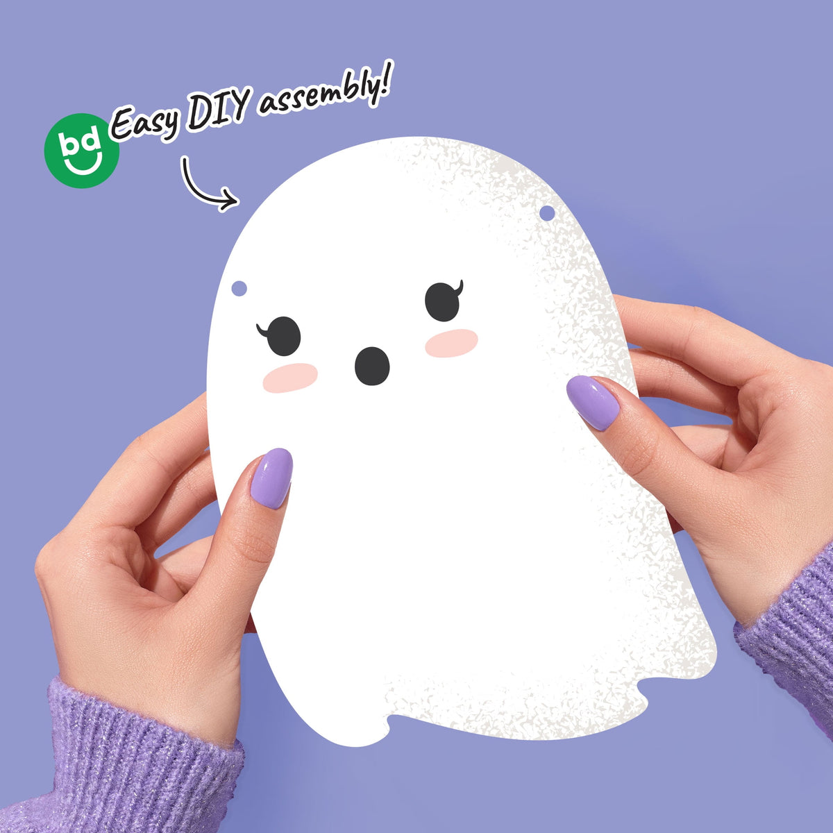 Big Dot of Happiness Pastel Halloween Garland Banner, Birthday Party Decorations Backdrop, 30 Feet of Cord, 15 Paper Ghost, Pumpkin, and Bat Shapes