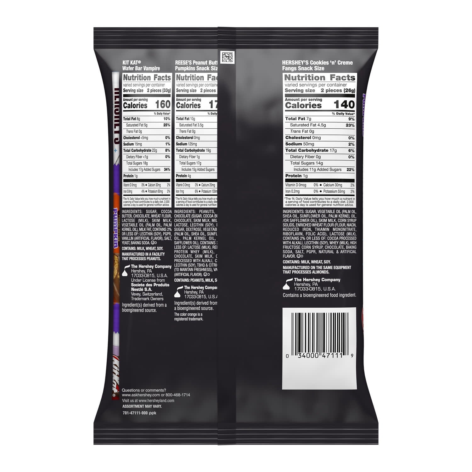 Hershey's, Kit Kat and Reese's Assorted, Halloween Candy Variety Bag, 10.74 oz (20 Pieces)