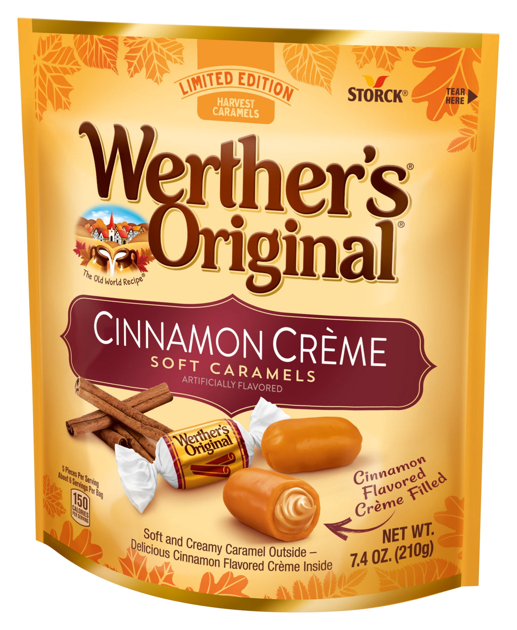 Werther's Original Limited Edition Fall Harvest Cinnamon Crème Soft Caramels, 7.4 oz Bag