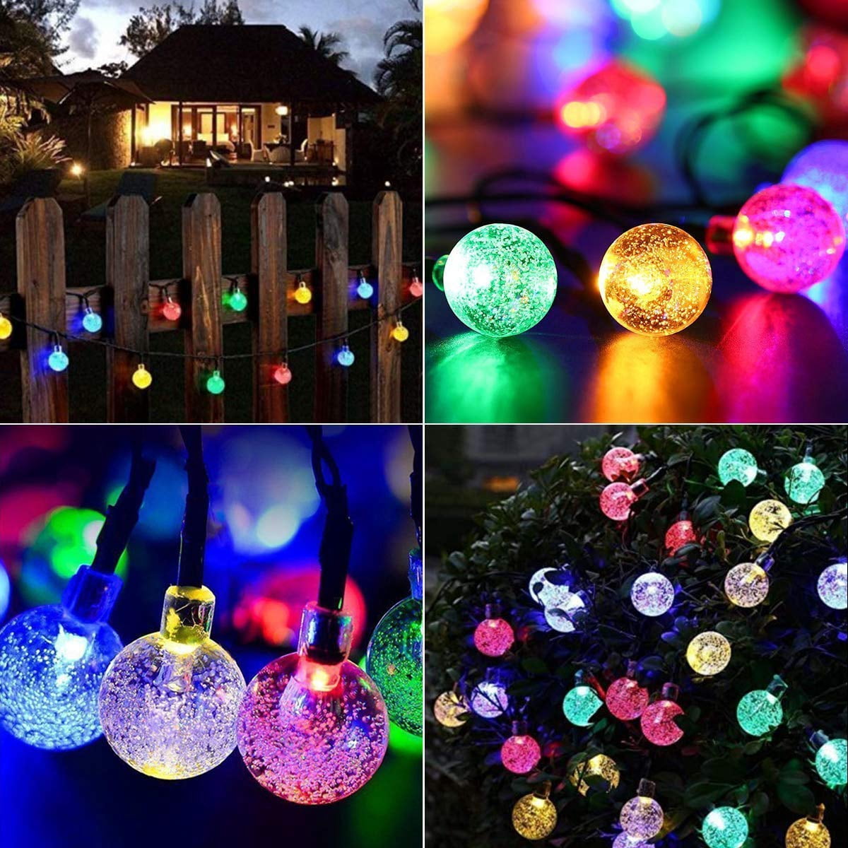 LINLIN Solar Crystal Ball String Lights,Waterproof LED Bubble Globe Solar Fairy Lights 8 Mode Ball String Lights for Bistro Garden Yard Home Party Wedding Christmas Decoration