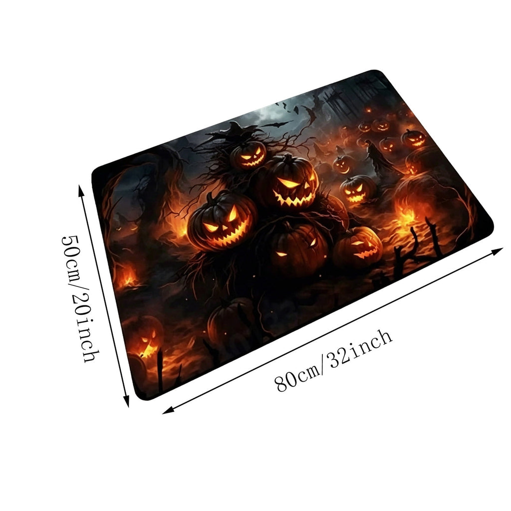 OutmaxHome Halloween Theme Cute Ghost Print Doormat, 15.8x23.6 Inch Non-Slip Absorbent Mat, Easy to Clean, for Front Door, Porch, Farmhouse