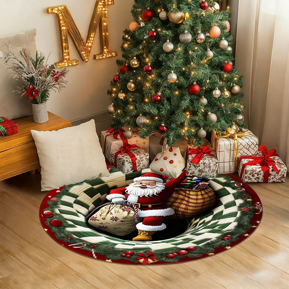 Mats Savings YZEGDCH Christmas Reindeer Rugs- Green Rugs for Living Room Christmas Doormat Indoor Outdoor Entrance Floor Rug Non Slip Winter Christmas Decor Rubber Welcome Mats