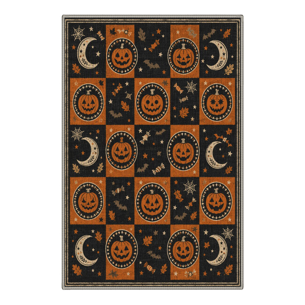 GENIMO 2'x7' Halloween Runner Rug, Washable Non Slip Soft Vintage Witch Indoor Outdoor Hallway Runner for Porch Patio Kitchen Entryway, Vintage Black