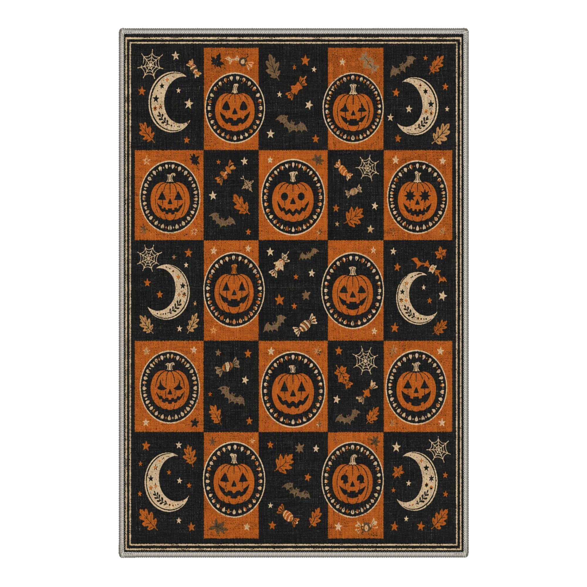 GENIMO 2'x7' Halloween Runner Rug, Washable Non Slip Soft Vintage Witch Indoor Outdoor Hallway Runner for Porch Patio Kitchen Entryway, Vintage Black