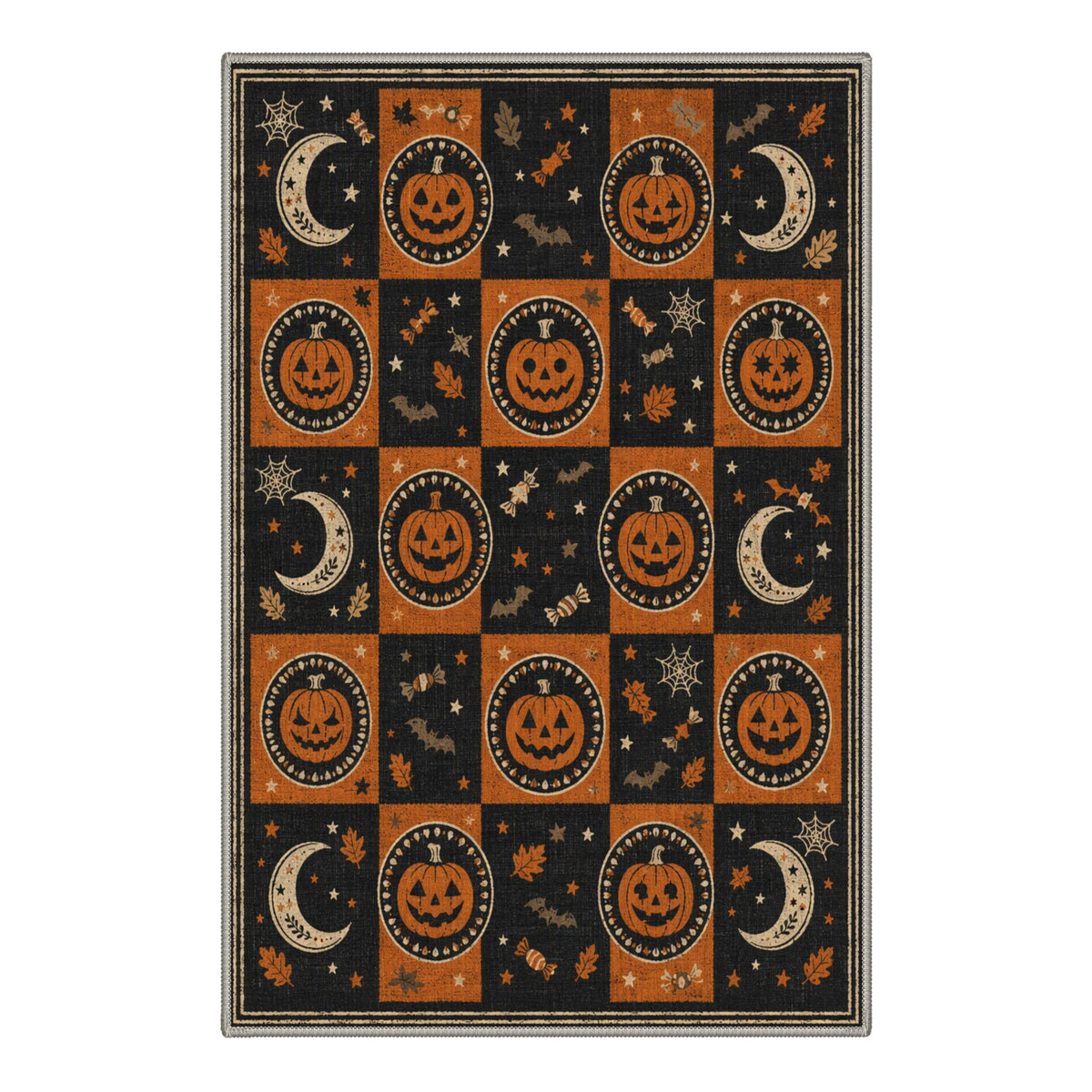 GENIMO 2'x3' Halloween Doormat, Washable Non Slip Soft Vintage Witch Outdoor Door Mat for Front Door Covered Porch Patio Entryway, Burnt Amber