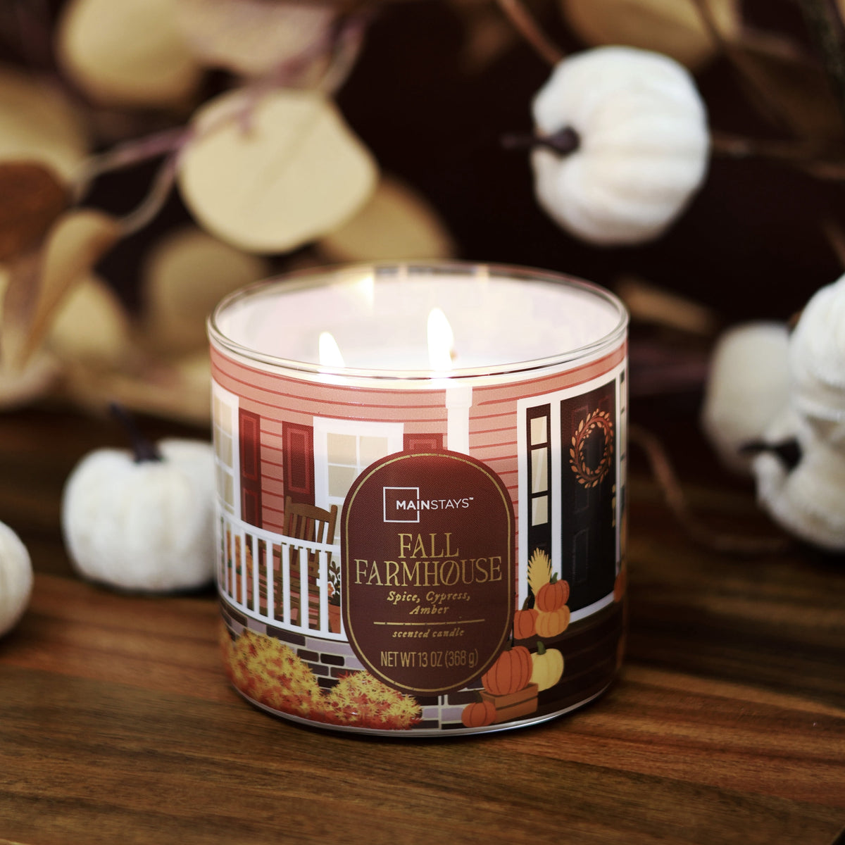 Mainstays 3-Wick Fall Farmhouse Scented Candle, 13-Ounce