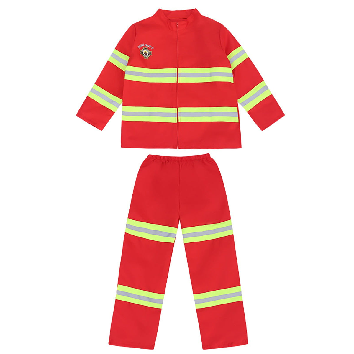 JCCXIN Child Toddler Boys Girls Halloween Fireman Outfits Career Role Play Dress-Up Party Clothes Coat And Pants With Accessories Set Trick Or Treat School Carnival Funny Outfit Sets,Red,4-5 Years
