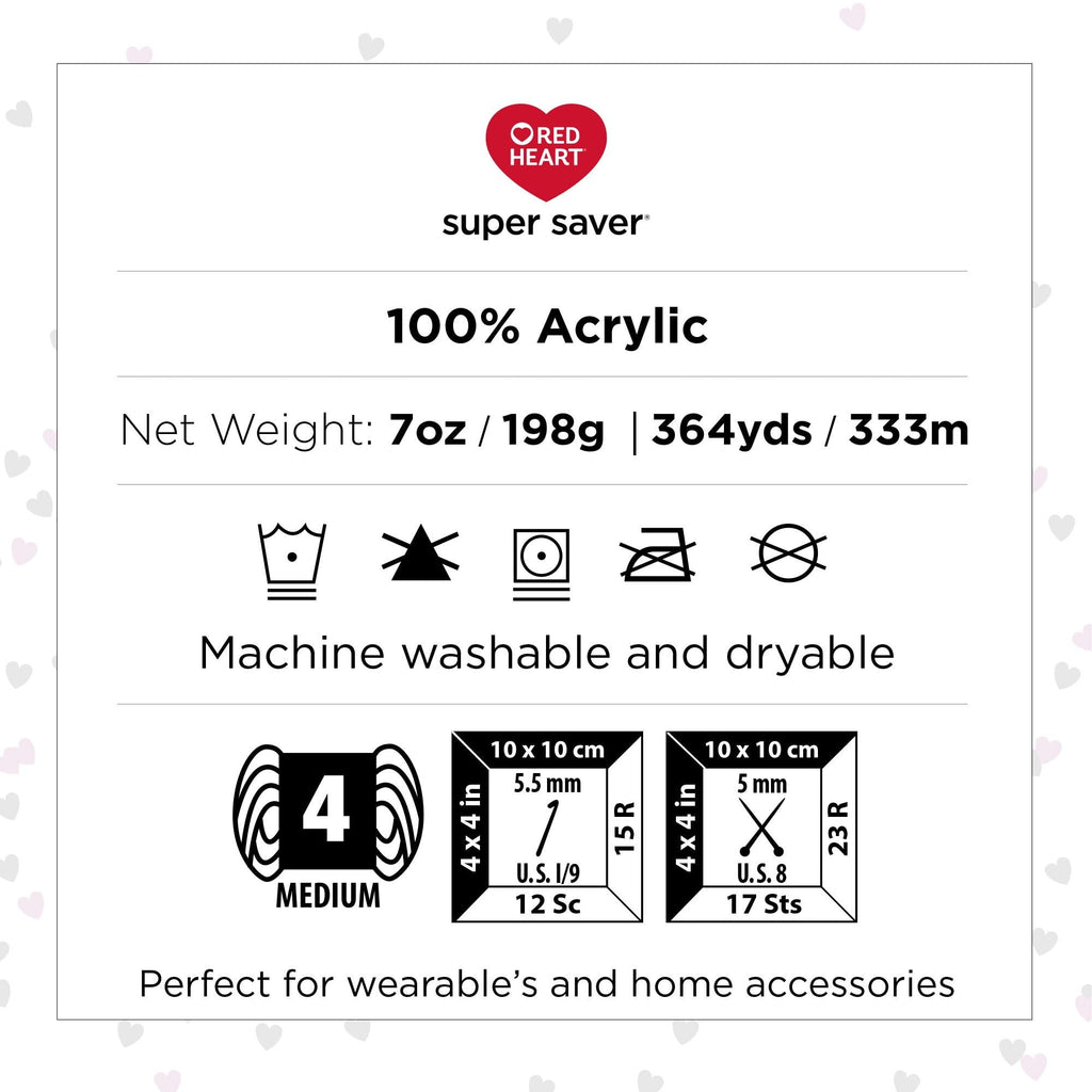 Red Heart Super Saver 4 Medium Acrylic Yarn Black 7oz 198g 364 Yards