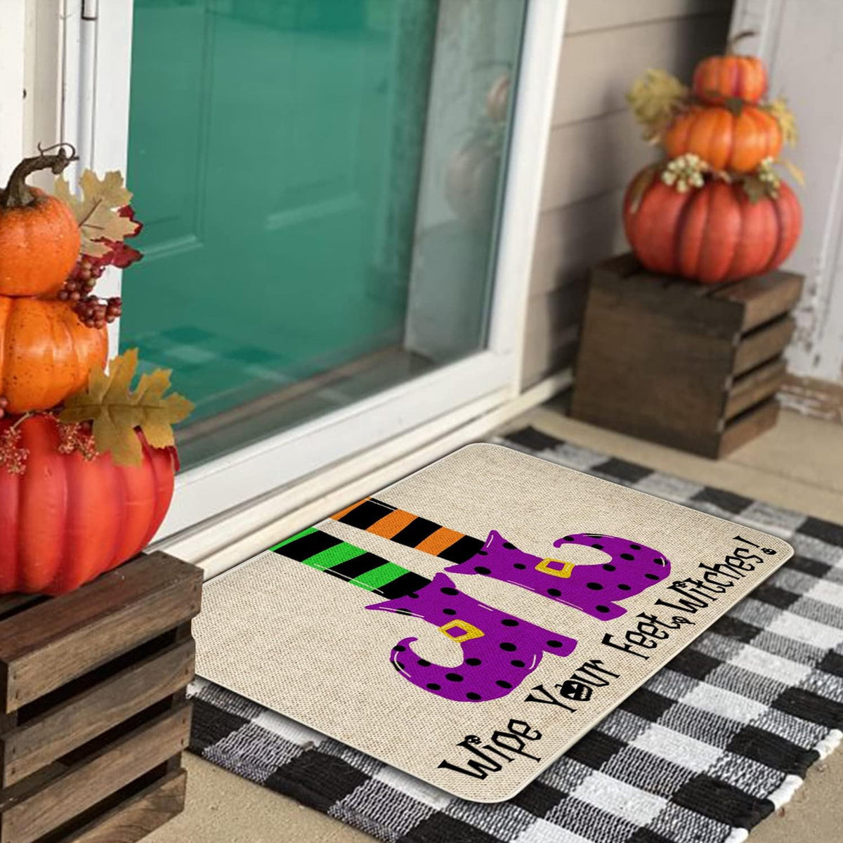 BOOHIT Halloween Door Mat 31x19 Inch Indoor Outdoor Entrance Floor Home Decoration (Pumpkin Head Spooky)