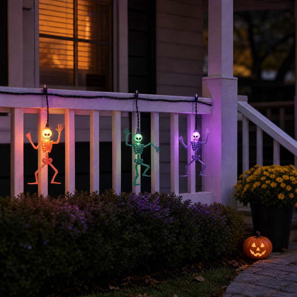 Indoor/Outdoor 30-Count LED Skeleton Icicle Lights, Purple and Warm White, 6', Halloween by Way To Celebrate
