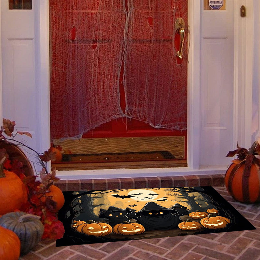 Xuniizn Halloween Mat, 16X24" Velvet Halloween Door Mat for Outside Entrance, Spooky Halloween Rug for Outdoor & Indoor, Non Slip Washable Halloween Doormat, Halloween Bathroom Decor