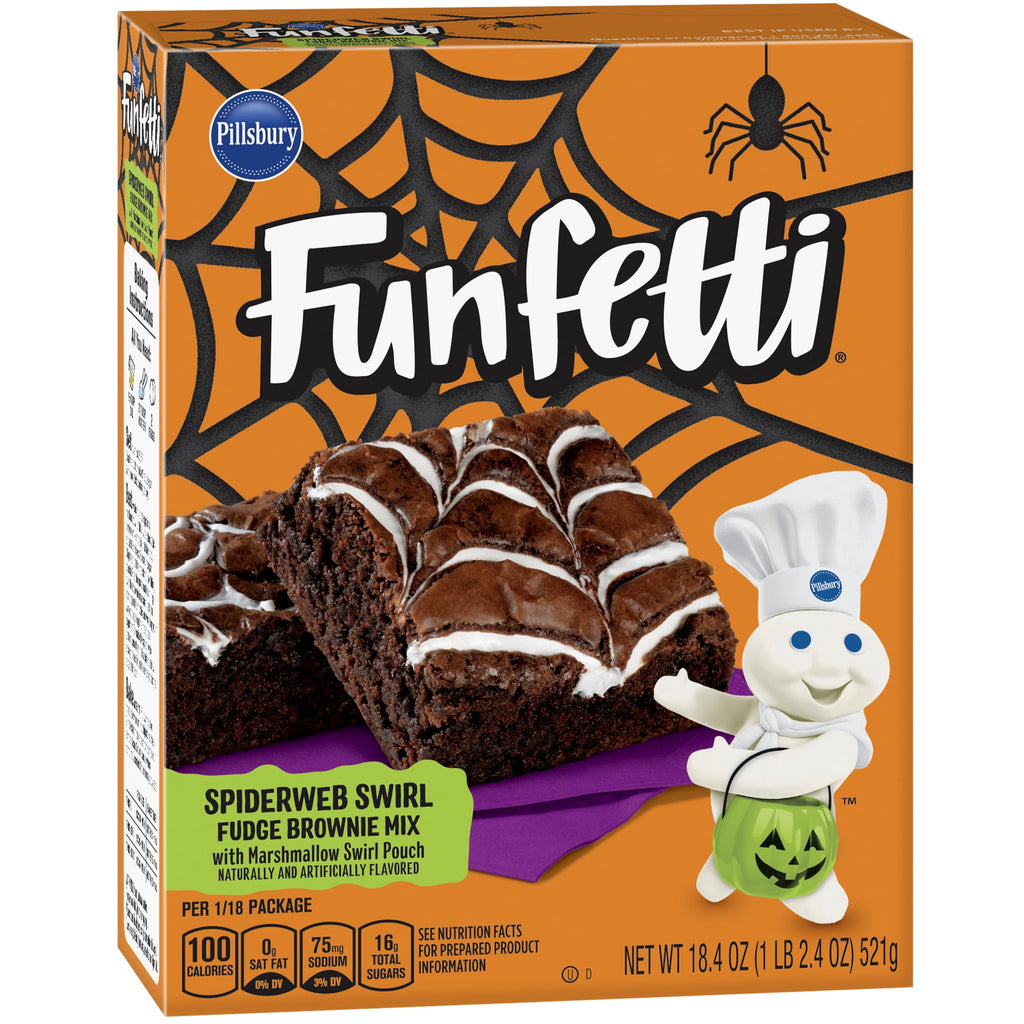 Pillsbury Funfetti Spiderweb Swirl Fudge Brownie Mix, 18.4 oz Box