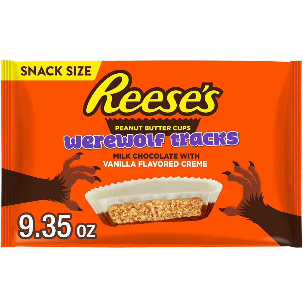 REESE'S Milk Chocolate and Vanilla Flavored Creme Snack Size Peanut Butter Cups, Halloween Candy Bag, 9.35 oz