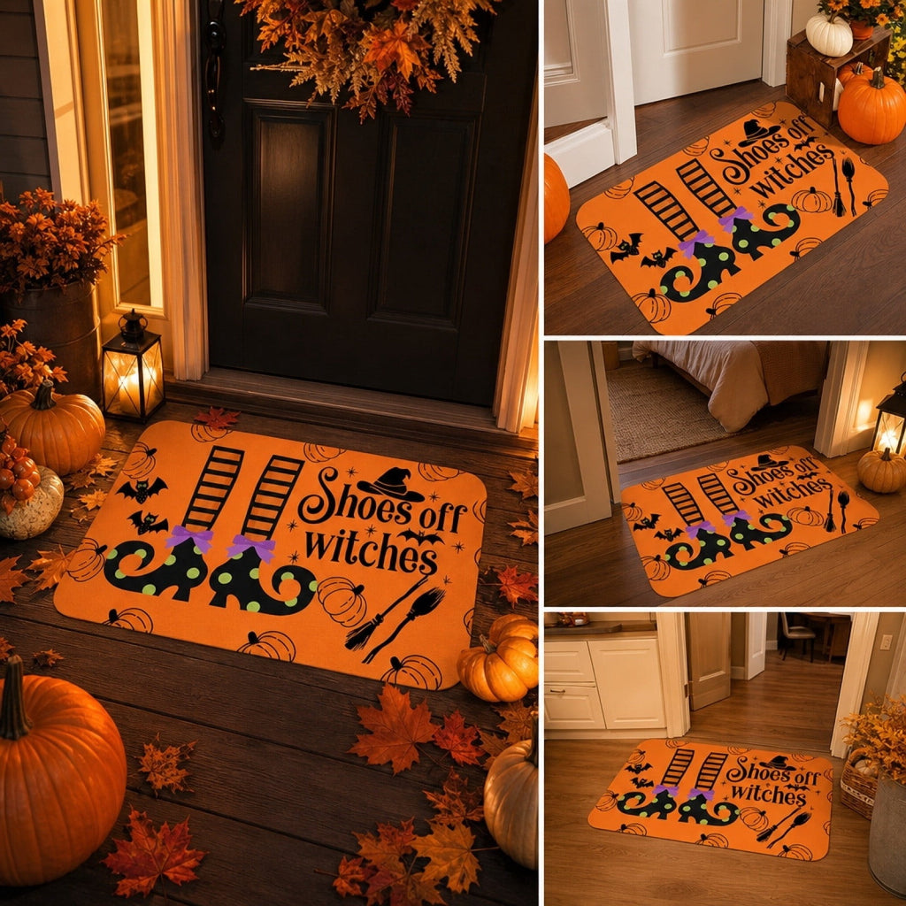 Halloween Celebration Doormat 16x24 Inch, Spooky Ghost Entrance Mat for Front Porch Indoor Outdoor, B