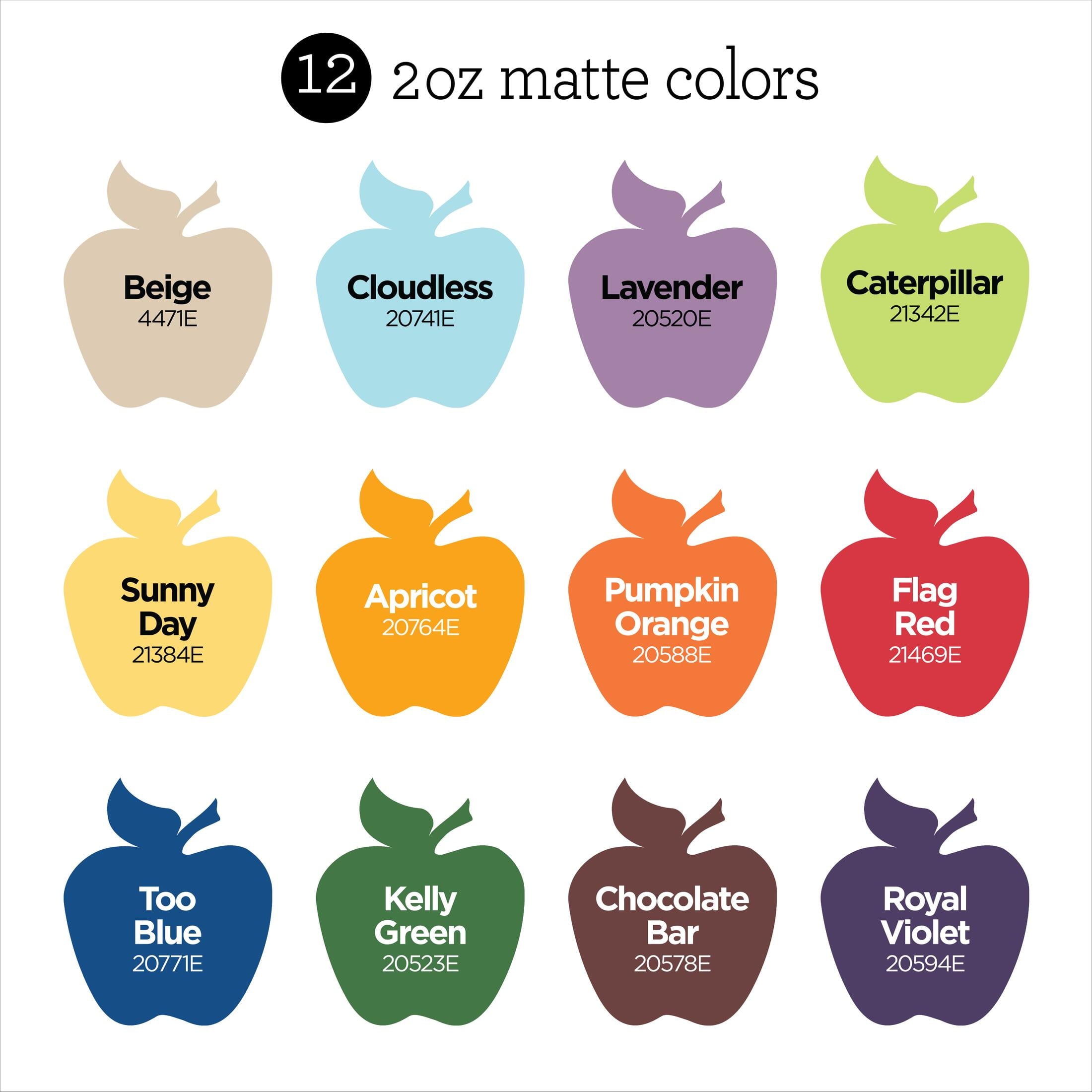 Apple Barrel Homegrown Hues 2 fl oz Acrylic Craft Paint Kit, Matte Finish, 12 Piece