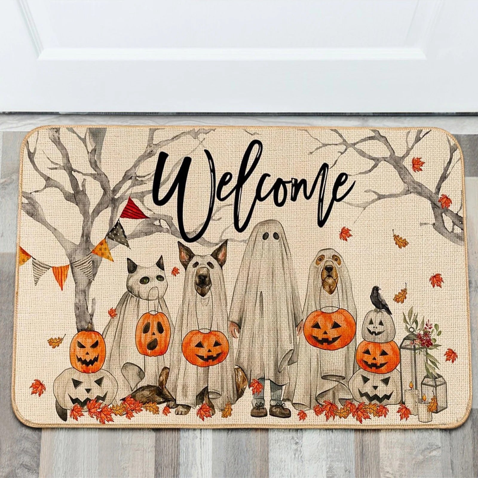 Halloween Pumpkin Doormat Outdoor Entry Door Kitchen Entryway Floor Mat Halloween Decorative Fall Decor