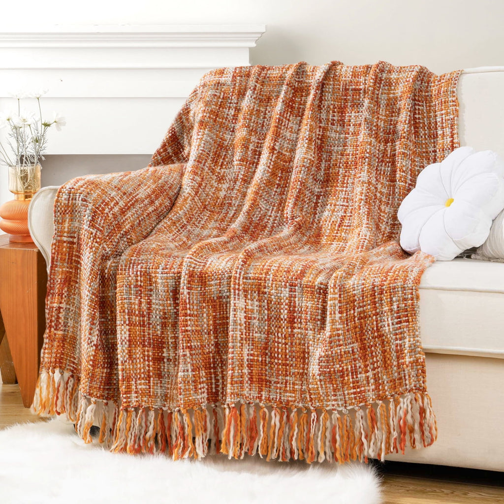 Orange Throw Blanket for Couch,Decorative Fall Blanket,Halloween Throws for Home Decor,50"x60"