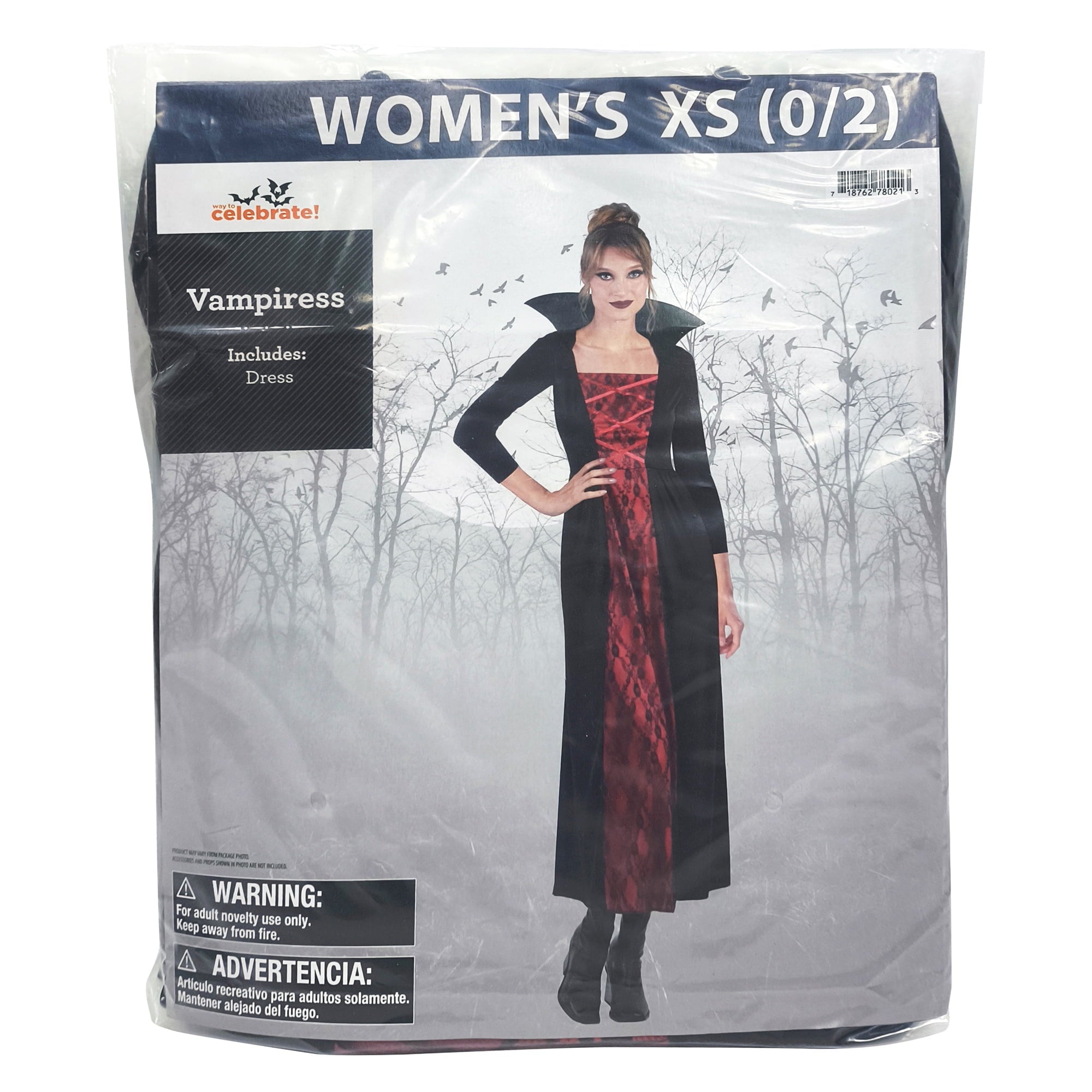 Vampiress Halloween Costume for Adults, Women's Size L (12/14), by Way to Celebrate