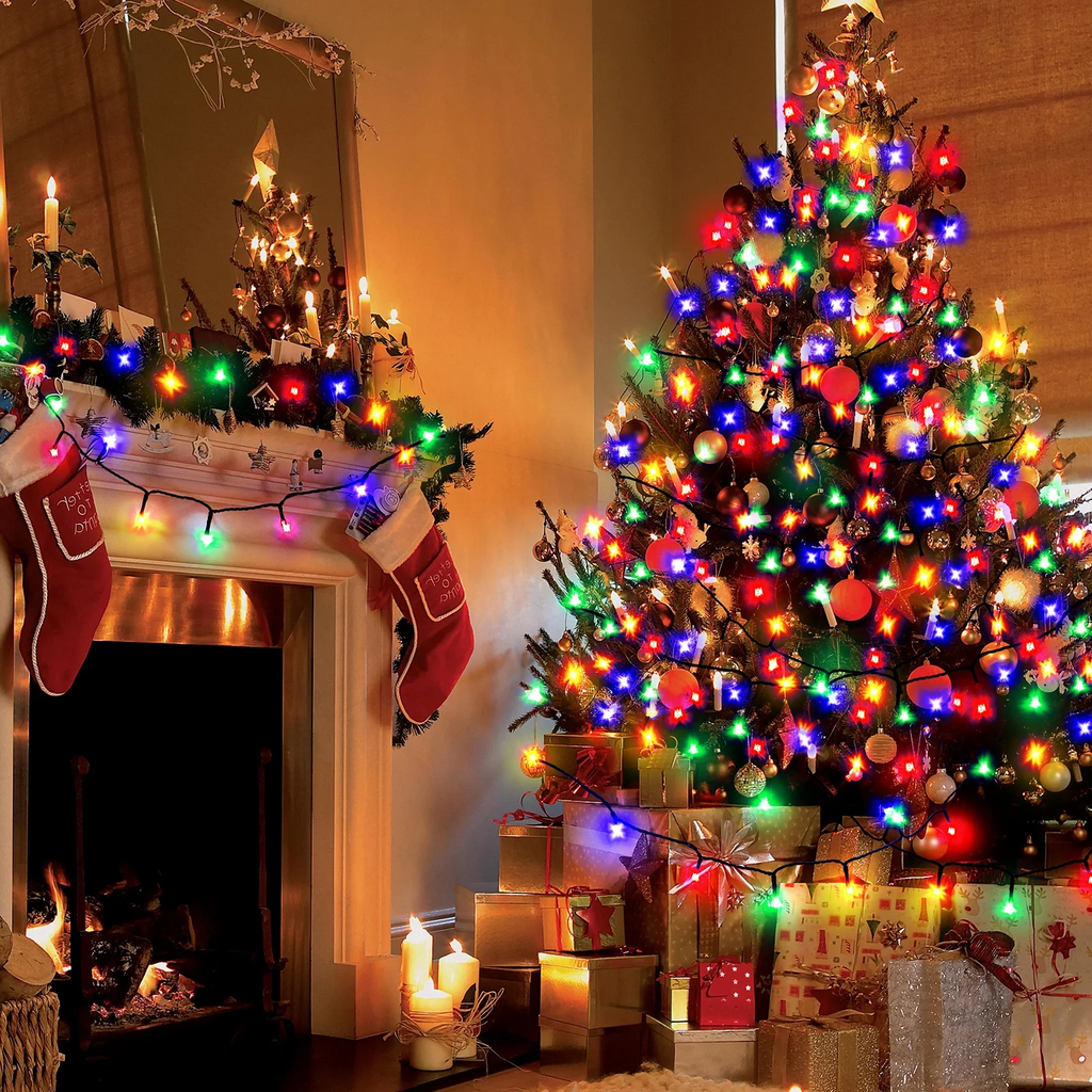 Scidweet Christmas String Lights, 108 ft 300 Twinkle String Lights for Xmas Christmas Tree Indoor Outdoor Home Decorations, Multicolor