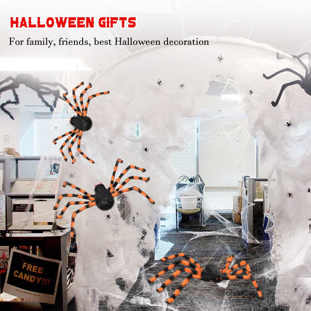 Innens 11.8ft Halloween 144 LED Purple Spider Web Lights with 35" Giant Spider Light up Cobweb Halloween Decorations for Indoor Ourdoor Garden Yard Home Patio (Black, 1Pc)